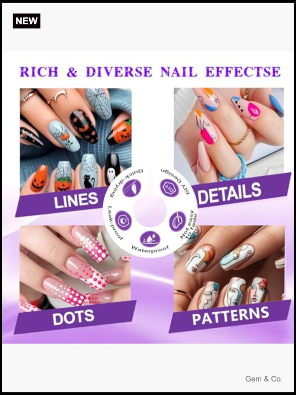 12 Color Nail Art Pens Set - Precision Tips, Quick-Dry, Waterproof, Non-Toxic - Picture 3 of 6